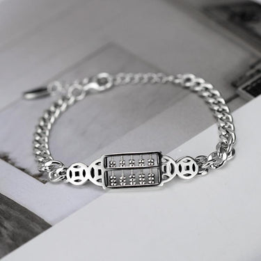 THAI SILVER Cuban Link Abacus Feng Shui Bracelet